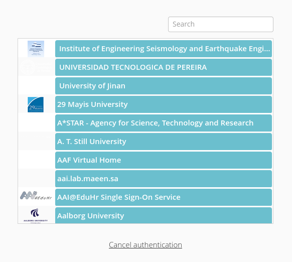 Helmholtz AAI selection dialog